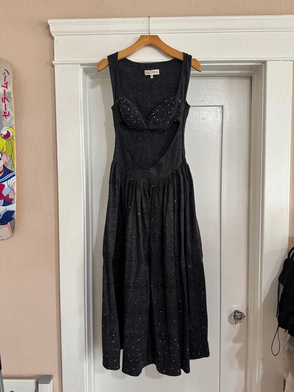 SIEDRÉS Sequin Bodice Cutout Midi Dress